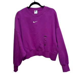 Nike Women's Over-Oversized Crew-Neck Sweatshirt - Hot Fuschia M